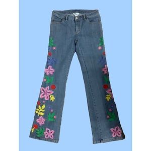 Lilly Pulitzer Boho Floral Embroidered Flare Jeans 2